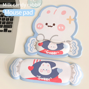可爱奶糖兔子鼠标垫键盘托硅胶办公护腕垫加厚舒适腕托护手防滑垫