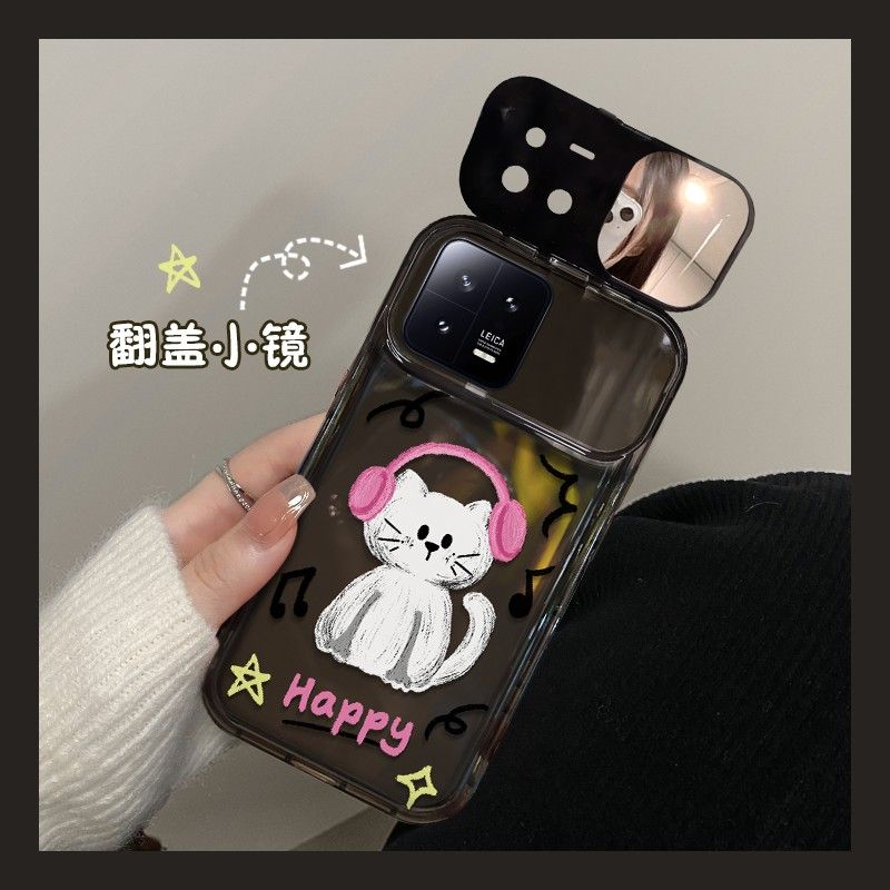 卡通可爱听音乐小猫适用iphone14promax苹果13手机壳11新款14pro女款12小众防摔硅胶13pro创意全包软壳保护套