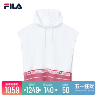 FILA Emerald斐乐女子连帽卫衣2022夏季新款宽松休闲无袖运动上衣