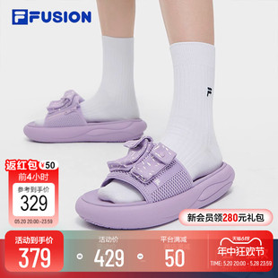 FILA FUSION斐乐潮牌潘通联名夹芯拖鞋女鞋2024夏季新款沙滩凉拖