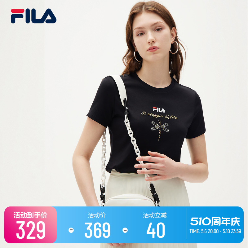 FILA 斐乐官方女士短袖T恤2021年秋季新款休闲运动T恤女上衣