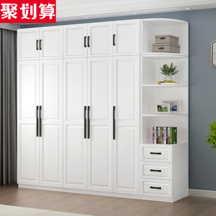 欧式衣柜实木现代简约家用卧室经济型整体木质柜子五门储物柜衣橱