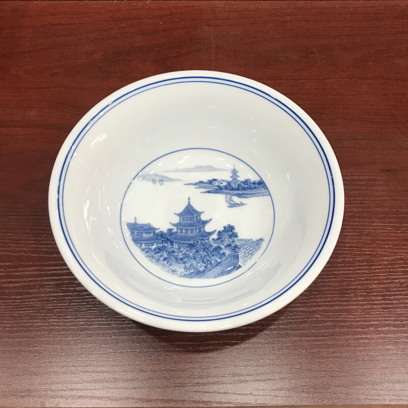 醴陵群力老瓷器90年代8寸斗碗釉下彩直径约20cm强化瓷 经久耐用瓷