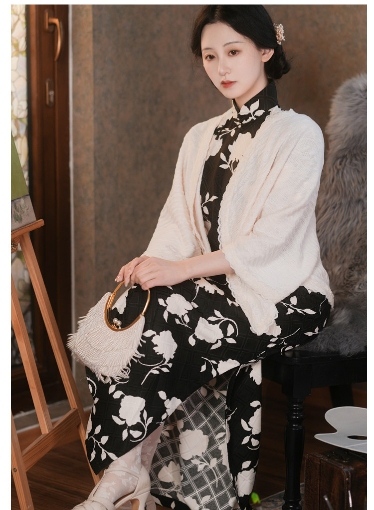 梦回故里|白云霜|复古民国外套旗袍披肩风春秋新款百搭针织上衣