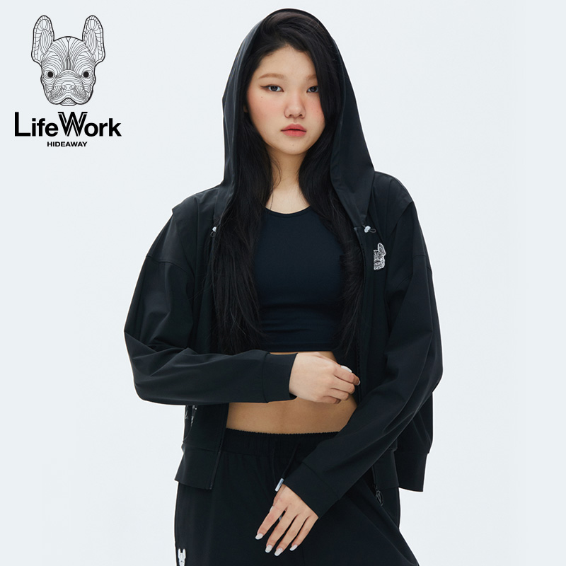 lifework法斗犬卫衣上衣男女时尚黑色连帽拉链开衫外套舒适秋冬