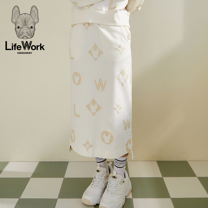 LifeWork2023年秋款女式后侧开衩半身裙韩版时尚休闲百搭直筒潮