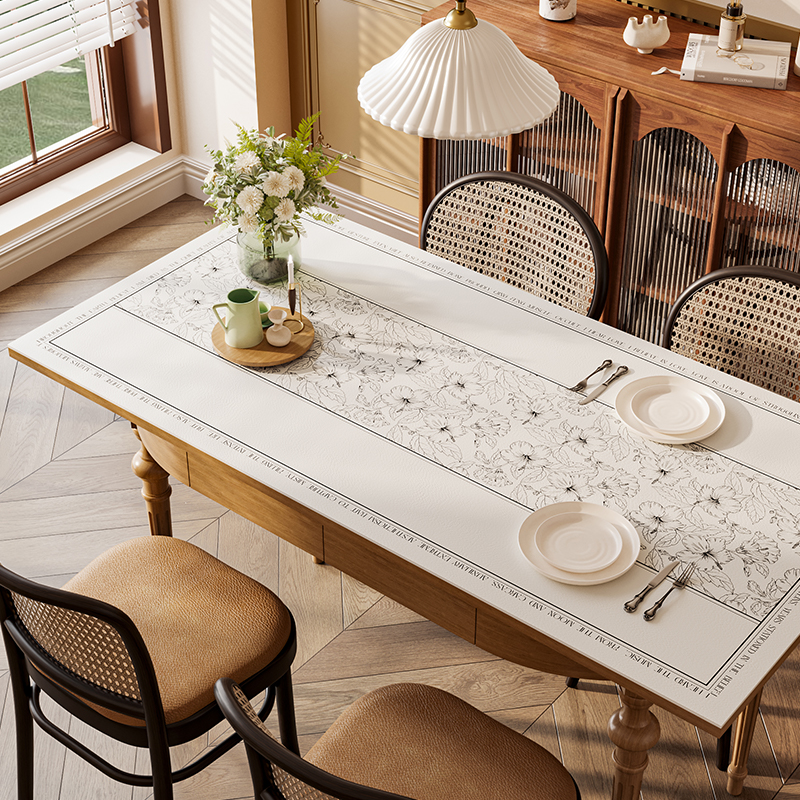 长方形皮革餐桌隔热垫防烫桌布免洗防
