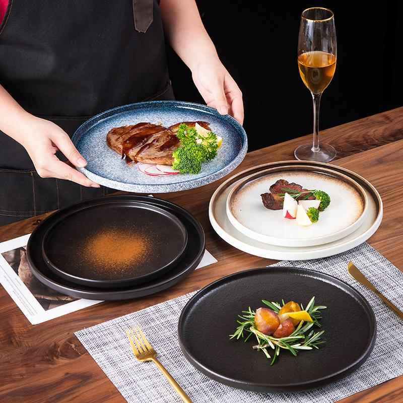 川良烧牛排盘陶瓷平盘家用菜盘高级酒店餐具意面盘日式碟子西餐盘