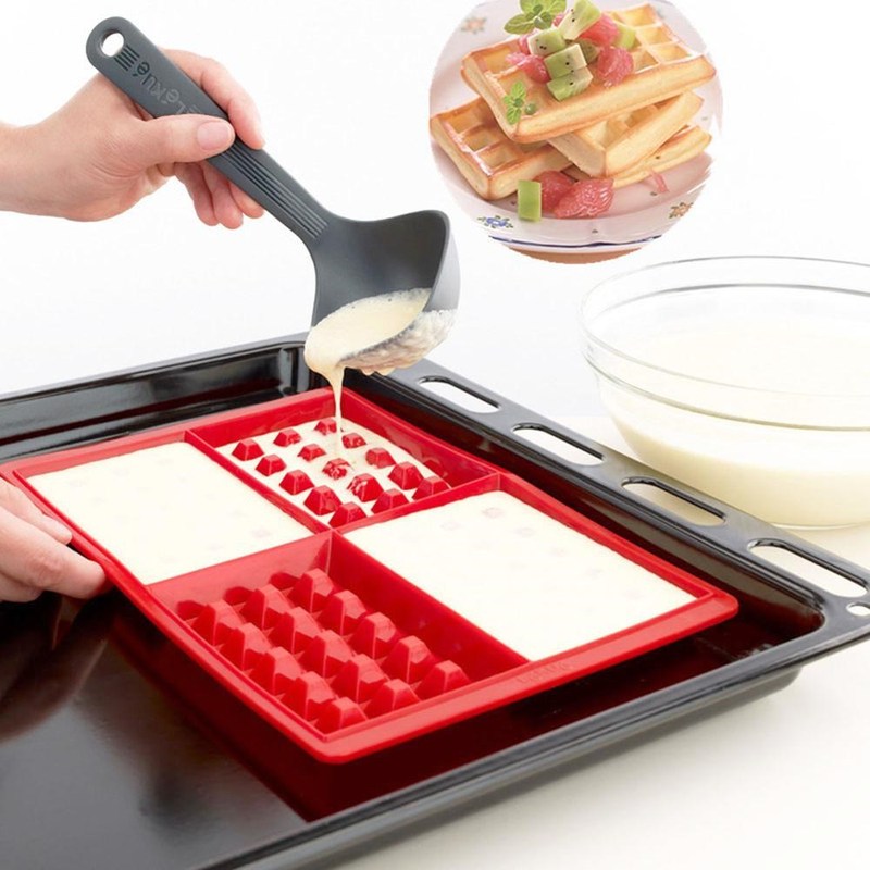 Silicone Waffle Mold 4-Cavity Waffles Cake Chocolate Pan Bak