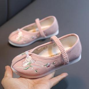 厂家直发老北京传统布鞋舞蹈鞋演出小白鞋传统绣花鞋儿童汉服鞋