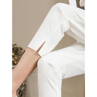 冰丝西装裤女夏季薄款2024年新款高腰显瘦白色时尚休闲小脚九分裤
