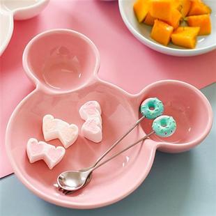 可爱米奇陶瓷宝宝餐盘盘子创意碗套装儿童餐具饭盘卡通分格早餐盘