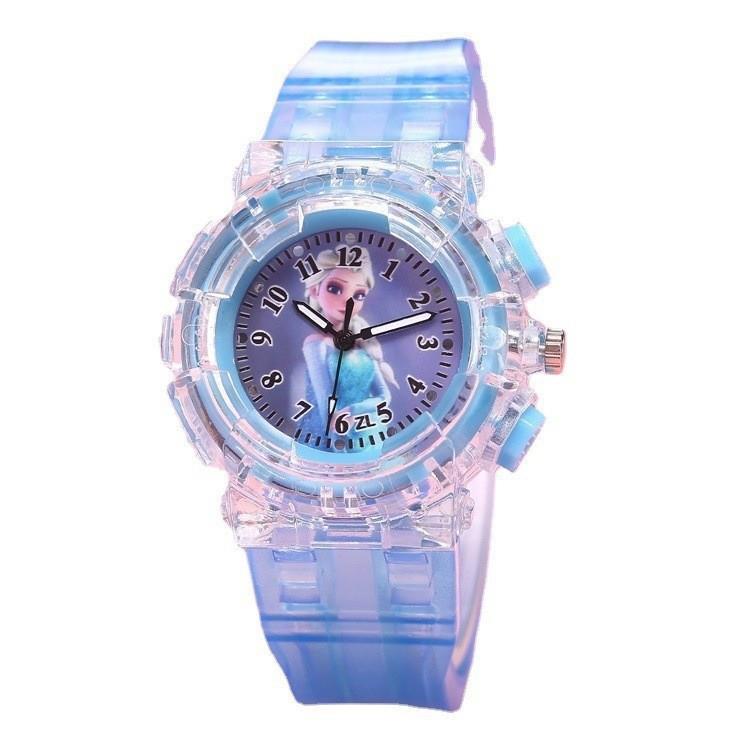 冰雪459奇缘时款手表儿主童手表尚创意七彩闪公光透明发光表