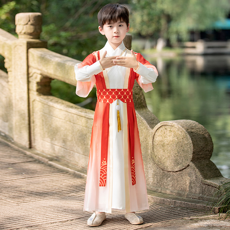 六一儿童汉服2024款男童古装中国风帅气唐装国学服春夏季演出服装