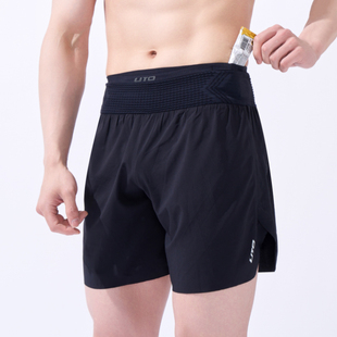 UTO悠途压缩裤男跑步短裤女马拉松跑步运动健身五分裤手机腰包裤