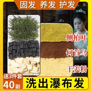 侧柏叶制何首乌干姜粉洗发水中药材草洗头包无患子皂角茶麸粉当归