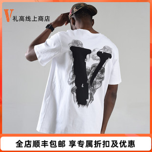 VLONE 烟雾恶魔天使大V字logoT恤 男女同款