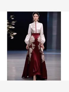 今年流行爆款新中式国风气质小个子白色上衣红色半身裙两件套装女