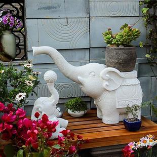 新中式大象小摆件庭院花园阳台楼顶造景花架装饰搭配户外花盆底座