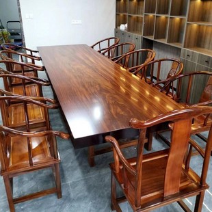 定制实木会议桌长桌子大板工作台办公桌桌椅组合长条桌简约现代中