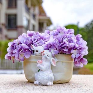 兔子多肉花盆大口径庭院阳台微景观摆件客厅小兔动物造型养花器皿
