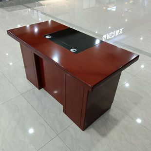 电脑桌台式带主机位实木单人办公桌1.2米桌椅组合财务桌写字台红