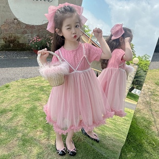 【爆款】女童公主风连衣裙2024新款洋气甜美纱裙女宝宝夏季中长款