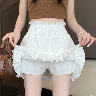 白色蛋糕半身裙子女春夏季2024新款小个子a字百褶短裙高级感时尚