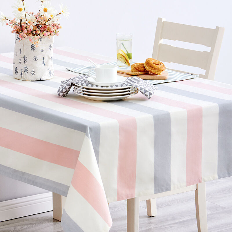 简爱餐桌布长方形桌布茶几盖布小圆桌台布可粉色卷边120*180cm