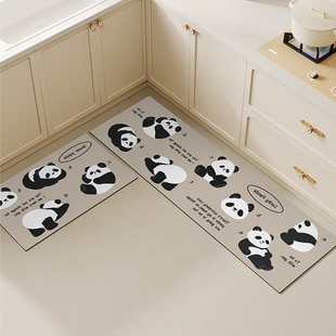 卡通熊猫硅藻泥吸水垫厨房地垫防滑防油可擦免洗防水防污吸油脚垫