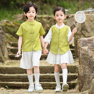 幼儿园园服夏装新中式国风汉服毕业照班服朗诵表演服装小学生校服