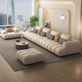 沙发客厅2024新款防猫爪乳胶布艺沙发现代简约豆腐块奶油风沙发