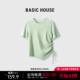 Basic House/百家好纯色休闲T恤夏季新款不规则设计气质短袖上衣