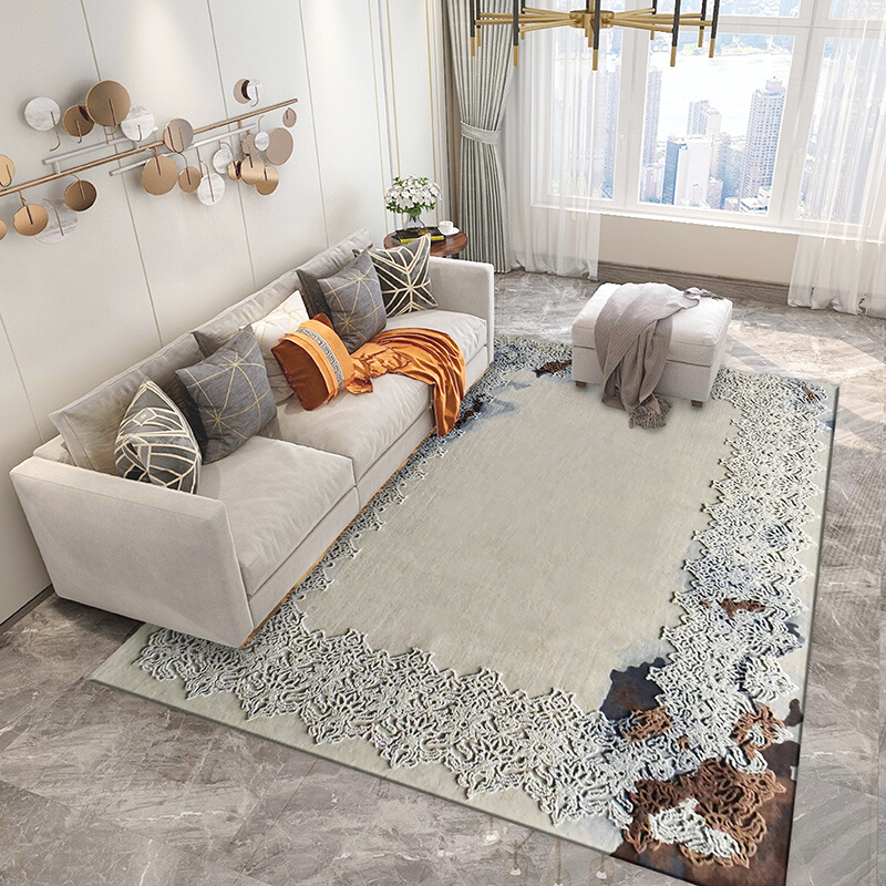 进口羊毛欧式美式现代简约定制客厅沙发茶几毯卧室轻奢风手工地毯