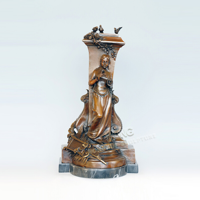 铜雕塑思念少女EP651欧式人物工艺饰品酒店客厅书房家居桌面摆件