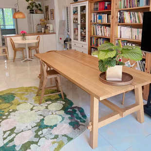 麦肯伯实木书桌工作台家用客厅学习桌白蜡木长条桌原木办公电脑桌