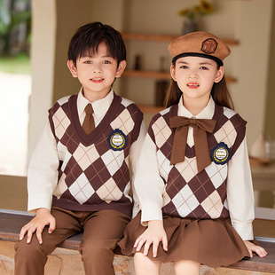 元旦儿童演出服英伦学院风背心马甲小学生校服幼儿园园服合唱班服