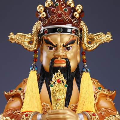 广济龙王五爷纯铜贴金琉晶彩绘菩萨神像像龙装饰摆件