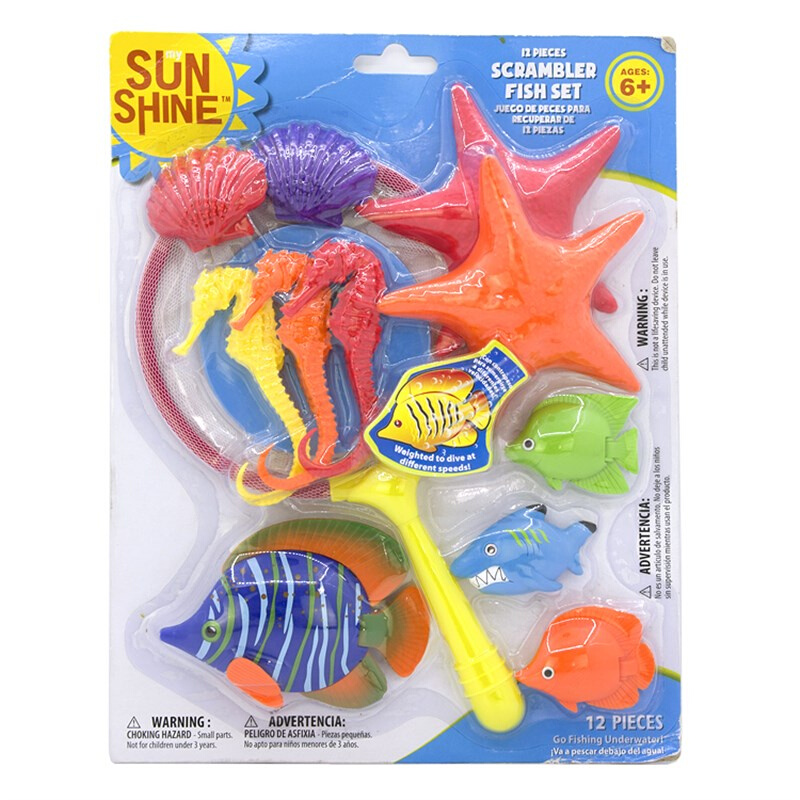SUN SHINE儿童游泳潜水捕鱼戏水打捞比赛游戏洗澡玩具十二件套