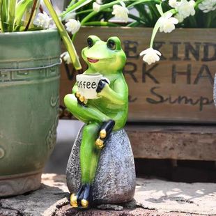 美式可爱青蛙摆件阳台桌面庭院花盆鱼缸园艺造景动物客厅装饰品