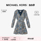 MICHAEL KORS 女士碎花 V 领荷叶边饰连衣裙