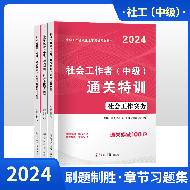 2024年社会工作者中级通关特训题库社工中级社会工作实务+社会工作者综合能力+政策法规800题题库 章节分类强化练习试卷真题题库