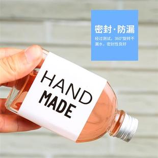 新款100ML200ML网红玻璃饮料咖啡奶茶瓶二两小酒瓶扁保健酒瓶带盖