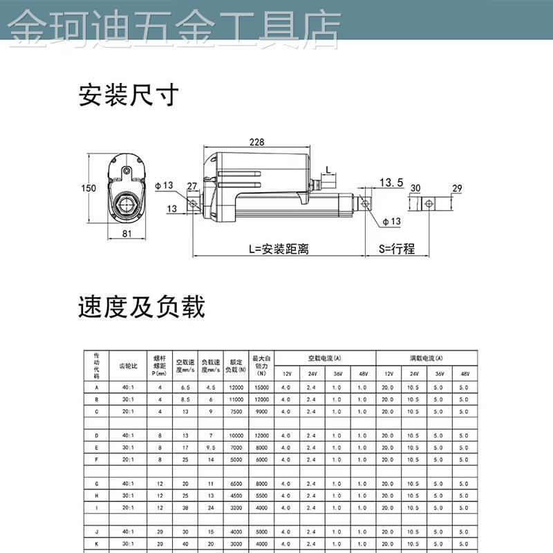 新款重工业级大推力520电动推杆12V24V直流电动机直线升降推拉杆I