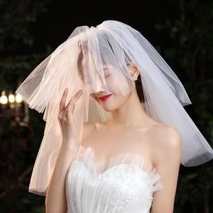 韩式新娘头纱女 超仙森系结婚纱婚礼旅拍照蓬蓬多层短款头饰