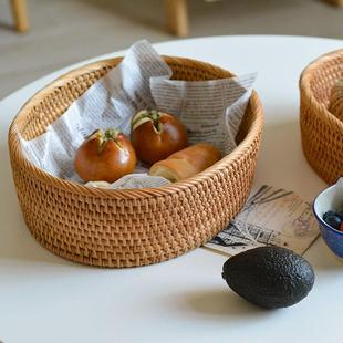 日韩 越南藤编织水果篮桌面茶几零食干果厨房置物 收纳坚果定制