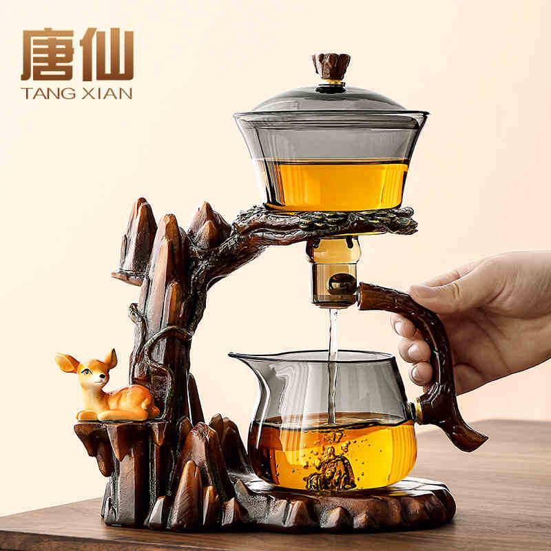 唐仙茶具套装2024新款全套家用懒人泡茶神器玻璃自动磁吸泡茶壶