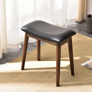 北欧梳妆凳现代简约马鞍凳实木软包化妆凳家用卧室书桌餐椅高凳子