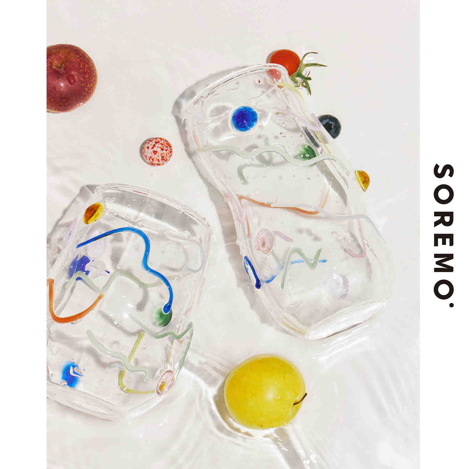 SOREMO 原创糖渣玻璃杯全手工可爱彩色水杯ins设计感高颜值礼物