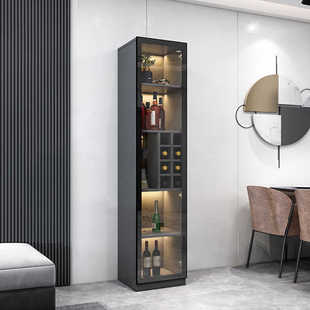 2024新款玻璃小酒柜靠墙客厅展示柜简约现代家用酒架电视边储物柜